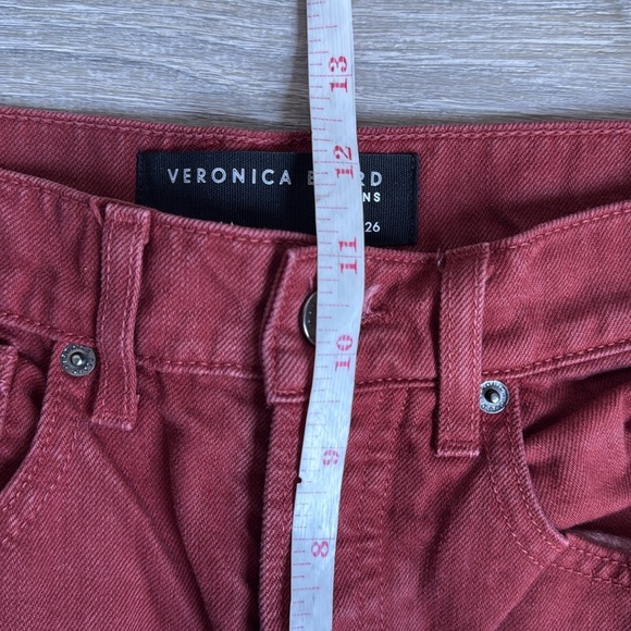 veronica beard blake classic straight high rise in red oxblood - Picture 8 of 14
